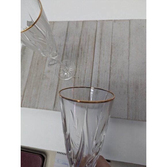 Set Of 2 Cristal D'Arques Cassandra Gold Champagne Goblet Crystal Glasses 8 1/2" - Picture 6 of 7